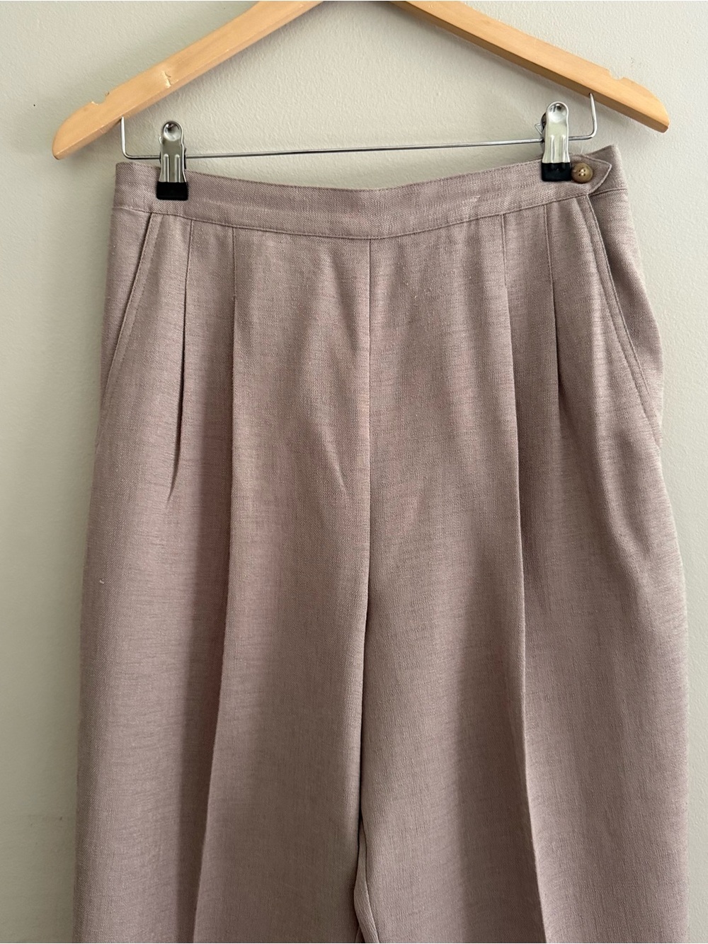 Vintage 90s High-Waist Pleated Tan Trousers Womens medium - Picture 2 of 5
